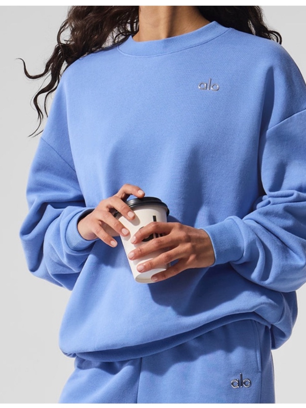 Alo Yoga Accolade Crew Neck Pullover - Crystal Clear Blue - Size Large